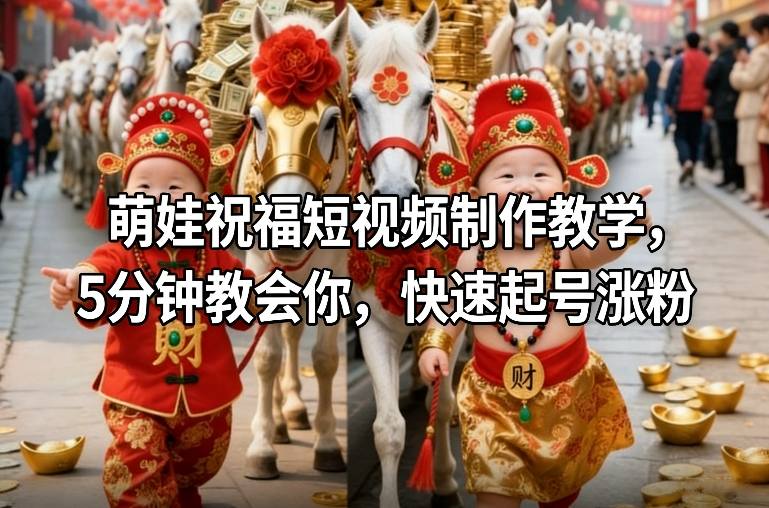 萌娃祝福短视频制作教学，5分钟教会你，快速起号涨粉-大川资源分享站