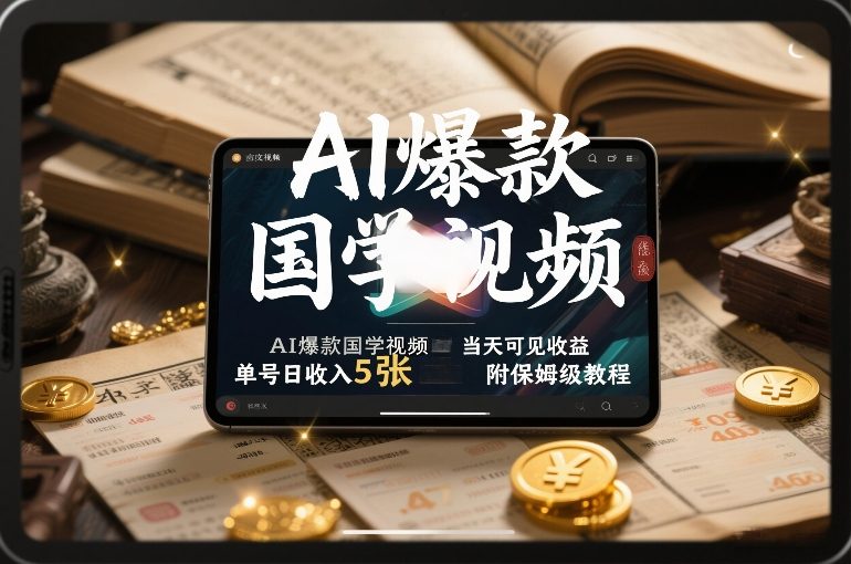 AI爆款国学视频，独家起号方法，小白直接上手，当天可见收益，单号日收入5张+附保姆级教程-大川资源分享站