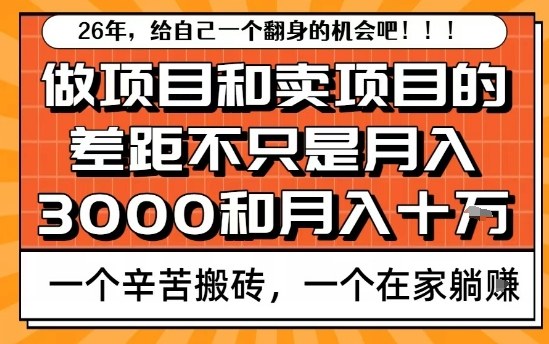 为什么卖项目能轻松月入10个W，而做项目却真正賺不到什么钱？原因竟然是这个！【揭秘】-大川资源分享站
