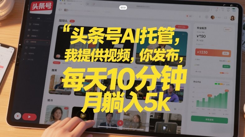 头条号AI托管，我提供视频，你发布，每天10分钟，月躺入5k+【揭秘】-大川资源分享站