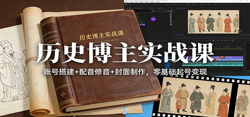 历史博主实战课：账号搭建+配音修音+封面制作，零基础起号变现-大川资源分享站