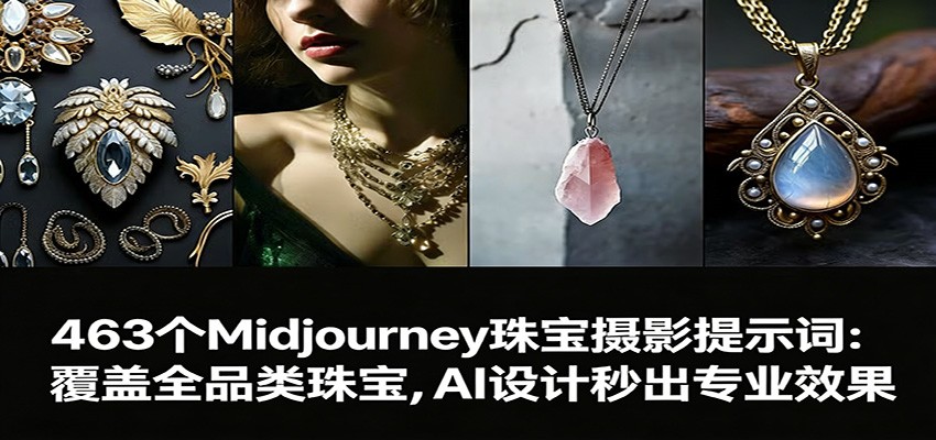 463个Midjourney珠宝摄影提示词：覆盖全品类珠宝，AI设计秒出专业效果-大川资源分享站