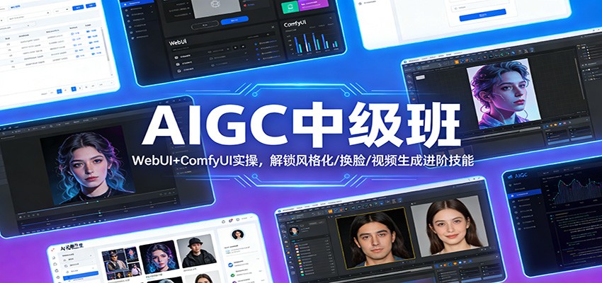 AIGC中级班：WebUI+ComfyUI实操，解锁风格化/换脸/视频生成进阶技能-大川资源分享站