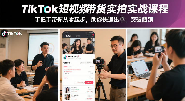 TikTok短视频带货实拍实战课程，手把手带你从零起步，助你快速出单，突破瓶颈-大川资源分享站