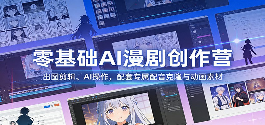 零基础AI漫剧创作营:出图剪辑、AI操作,配套专属配音克隆与动画素材-大川资源分享站