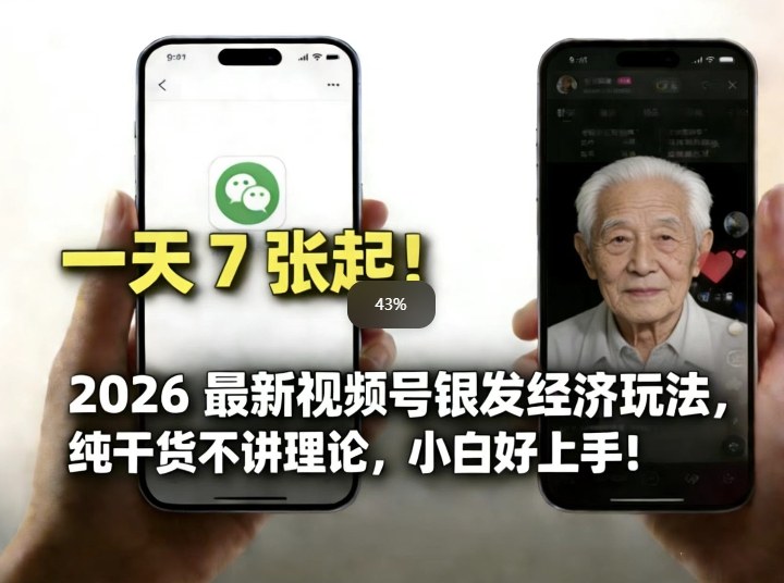 2026最新视频号银发经济玩法，轻松每天7张起，小白也可做-大川资源分享站