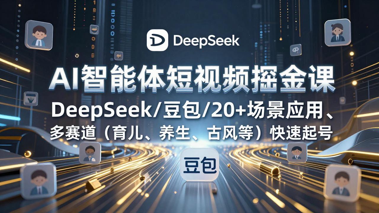 AI智能体短视频掘金课，DeepSeek/豆包/20+场景应用、多赛道(育儿、养生、古风等-大川资源分享站