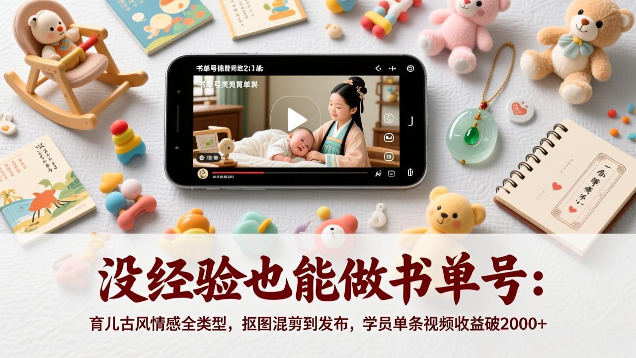 没经验也能做书单号：育儿古风情感全类型，抠图混剪到发布，学员单条视频收益破2000+-大川资源分享站