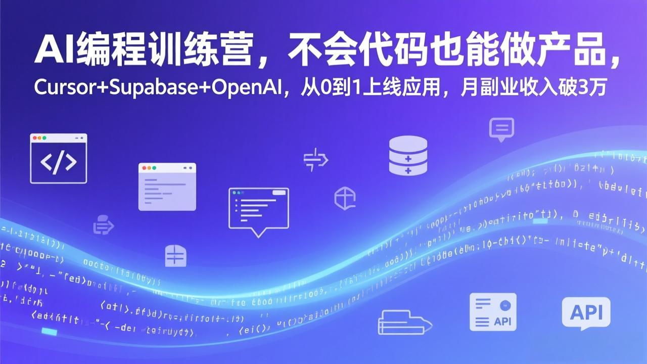 AI编程训练营，不会代码也能做产品，Cursor+Supabase+OpenAI，从0到1上线应用，月副业收入破3万-大川资源分享站
