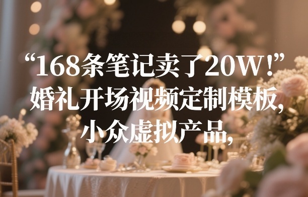 168条笔记卖了20W!婚礼开场视频定制模板,小众虚拟产品-大川资源分享站