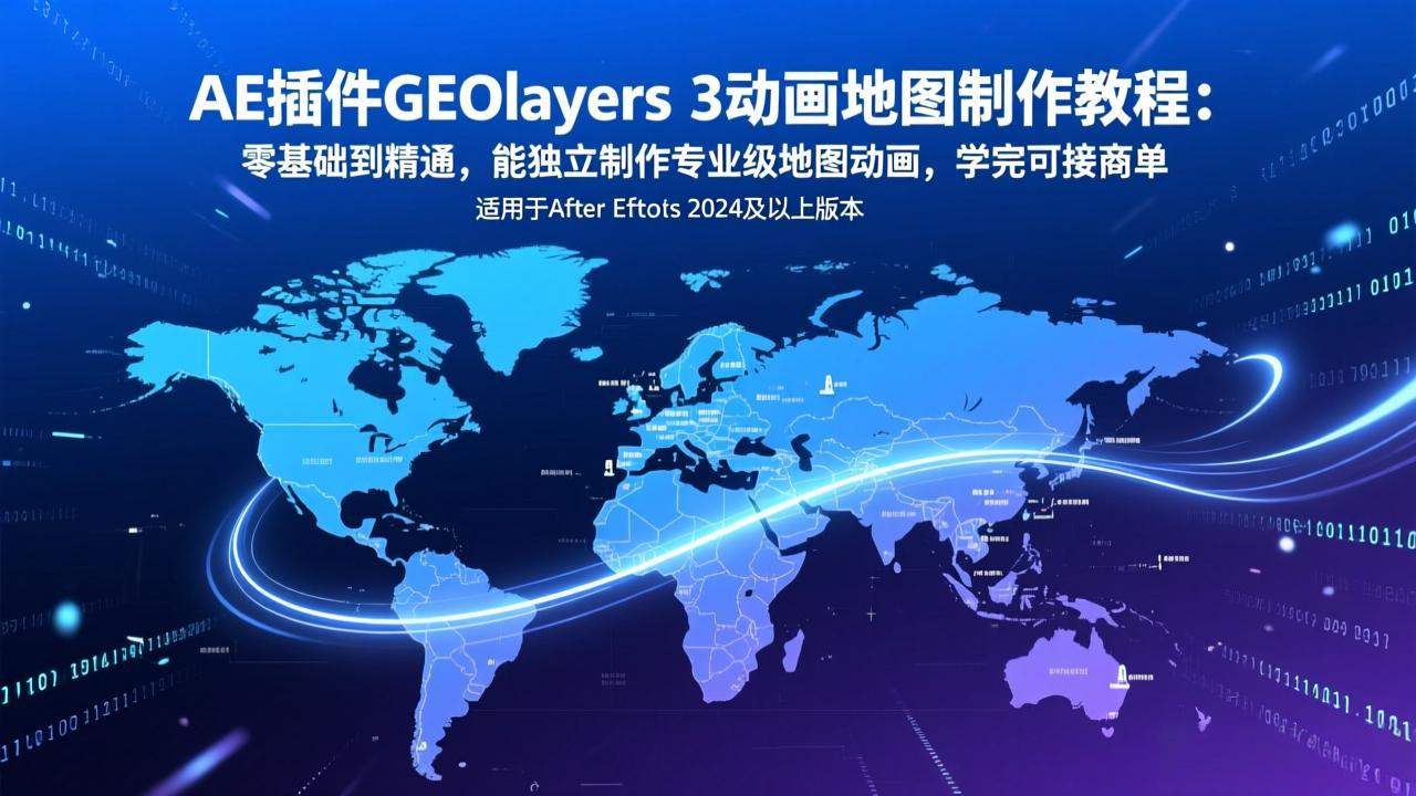 AE插件GEOlayers 3动画地图制作教程：零基础到精通，能独立制作专业级地图动画，学完可接商单-大川资源分享站