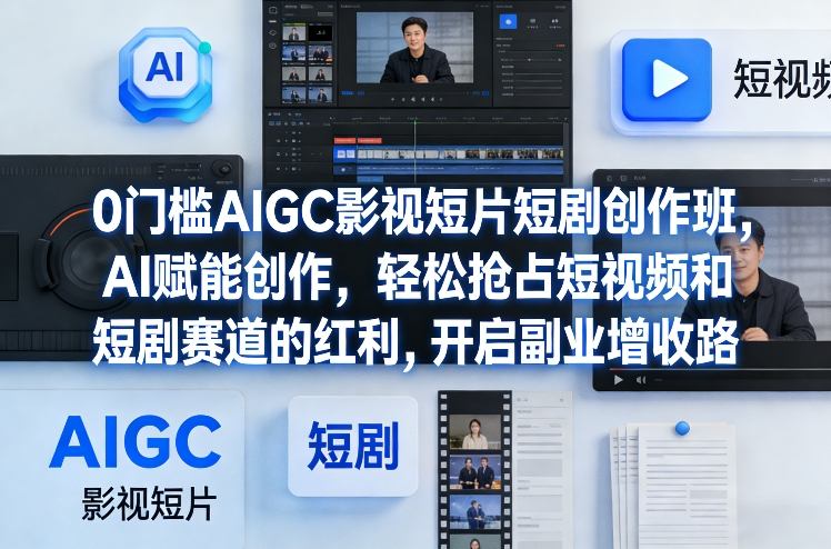 0门槛AIGC影视短片短剧创作班，AI赋能创作，轻松抢占短视频和短剧赛道的红利，开启副业增收路-大川资源分享站