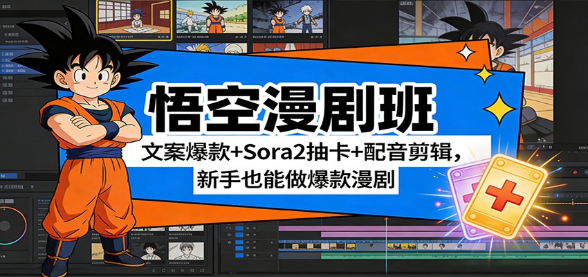 悟空漫剧班：文案爆款+Sora2抽卡+配音剪辑，新手也能做爆款漫剧-大川资源分享站