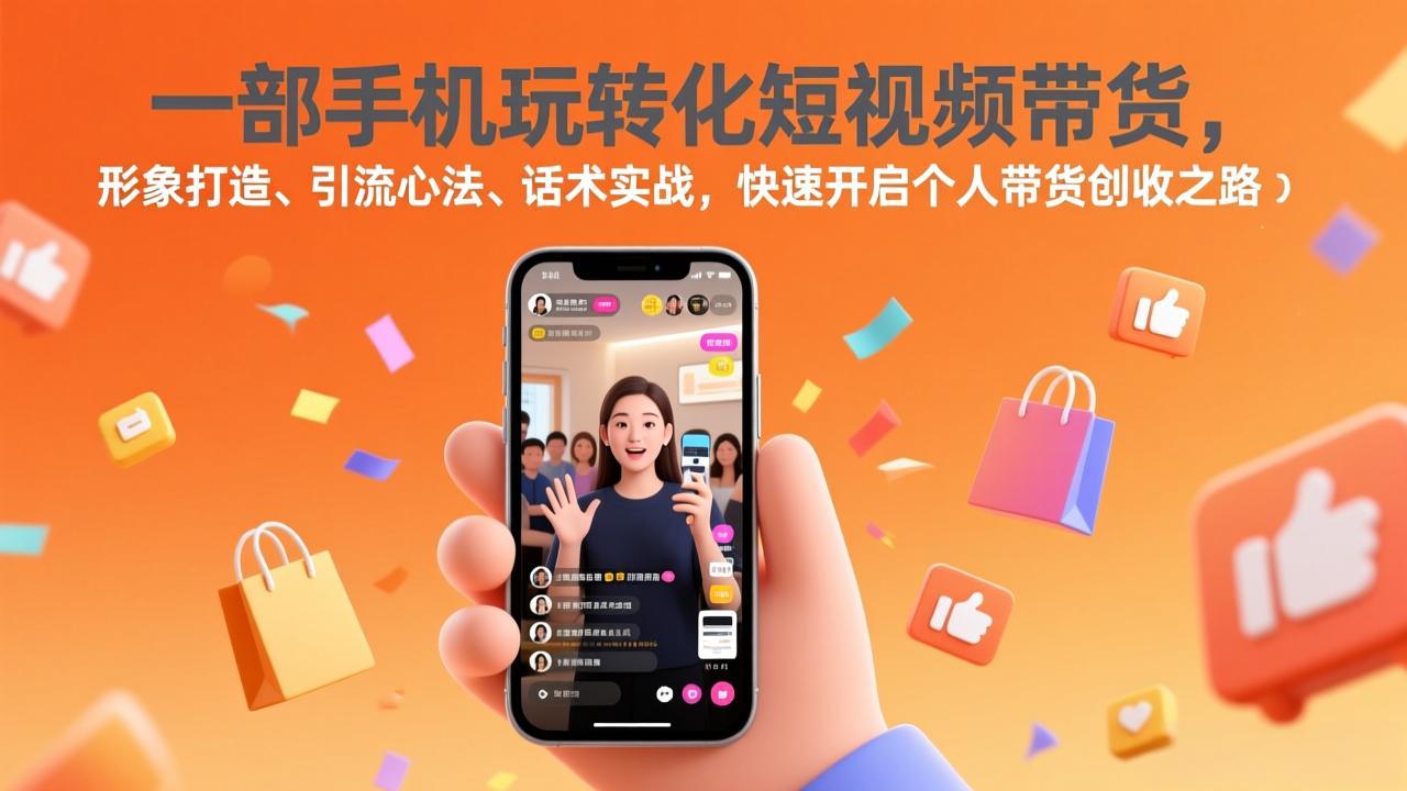 一部手机玩转化短视频带货，形象打造、引流心法、话术实战，快速开启个人带货创收之路-大川资源分享站