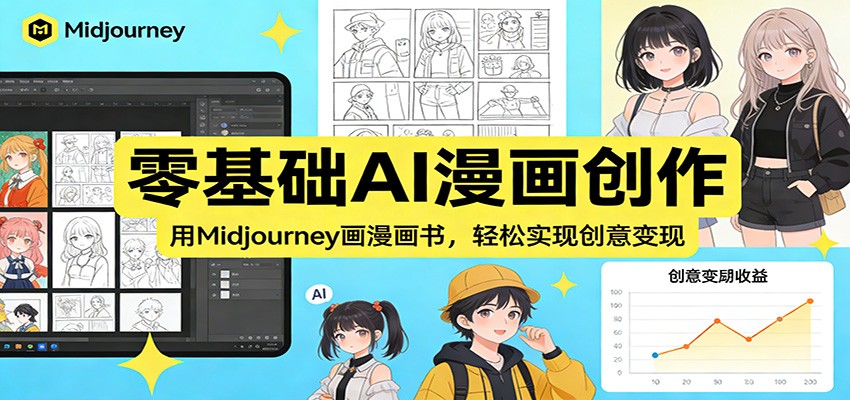 零基础AI漫画创作：用Midjourney画漫画书，轻松实现创意变现-大川资源分享站