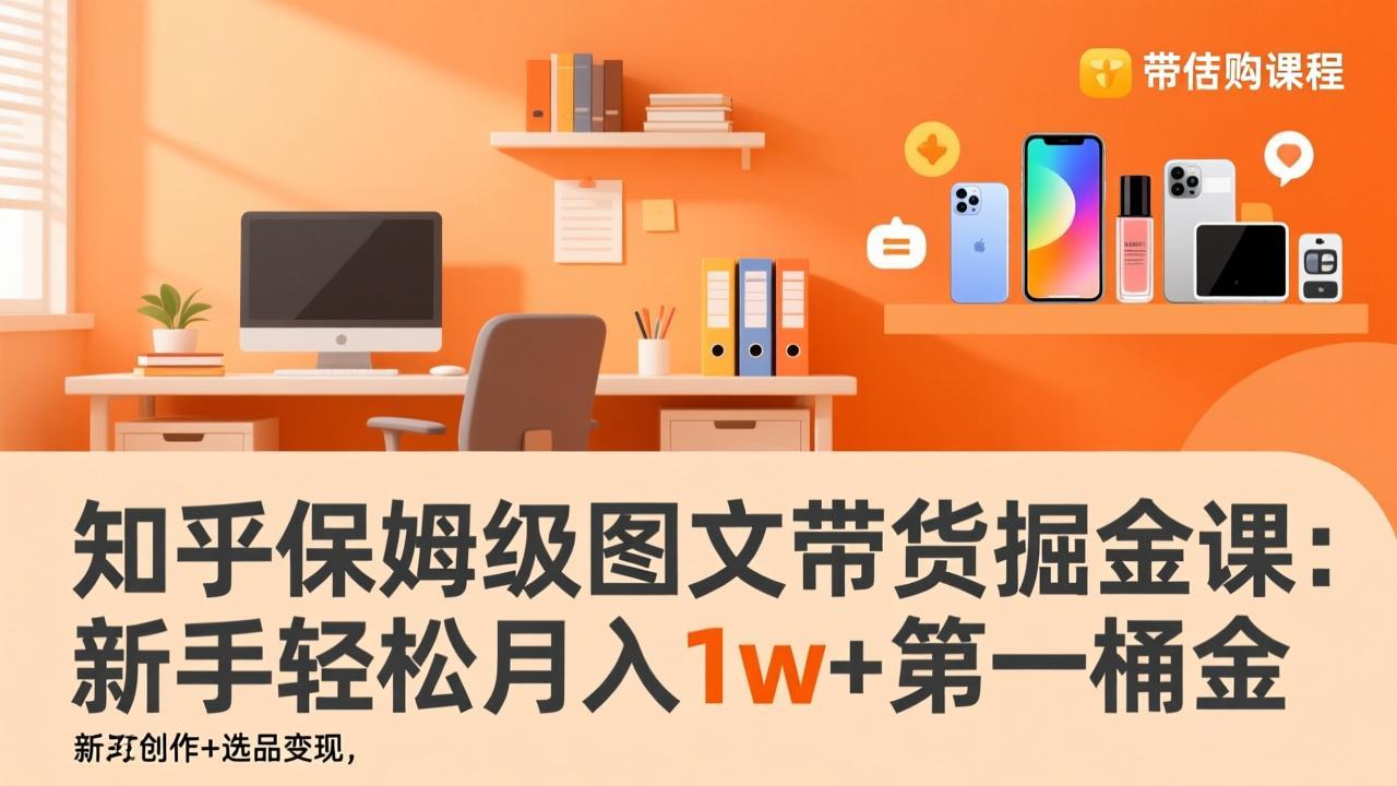 知乎保姆级图文带货掘金课：账号打造+爆文创作+选品变现，新手轻松月入1w+第一桶金-大川资源分享站