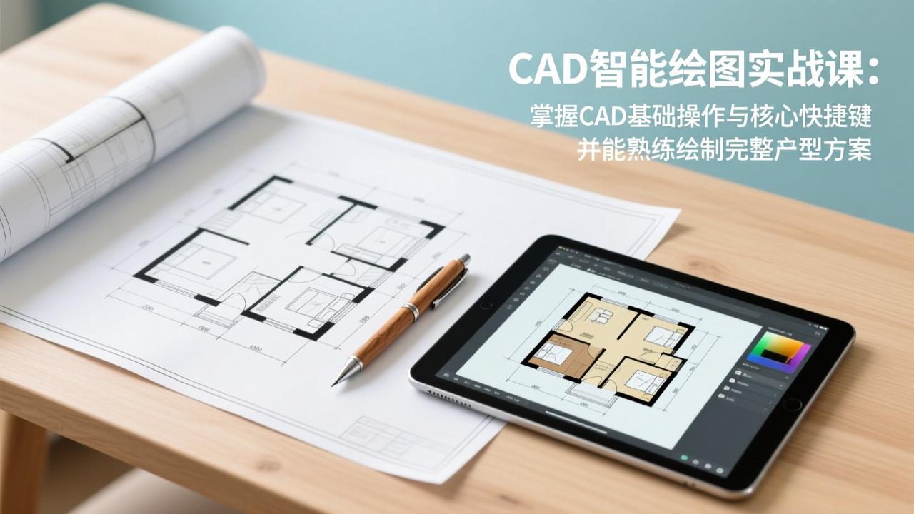 CAD智能绘图实战课：掌握CAD基础操作与核心快捷键，并能熟练绘制完整户型方案-大川资源分享站