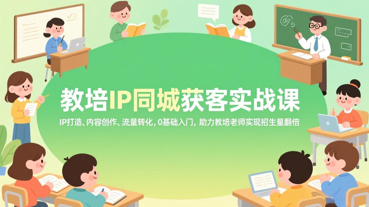 教培IP同城获客实战课，IP打造、内容创作、流量转化，0基础入门，助力教培老师实现招生量翻倍-大川资源分享站