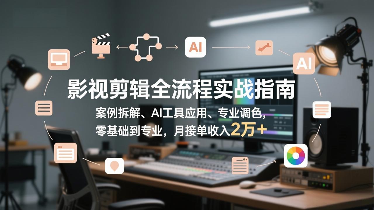 影视剪辑全流程实战指南，案例拆解、AI工具应用、专业调色，零基础到专业，月接单收入2万+-大川资源分享站