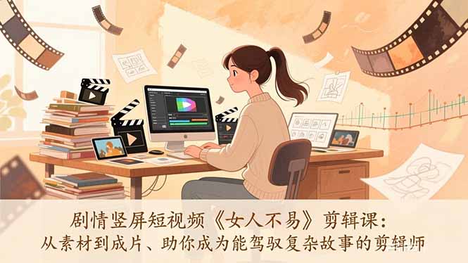 剧情竖屏短视频《女人不易》剪辑课：从素材到成片、助你成为能驾驭复杂故事的剪辑师-大川资源分享站