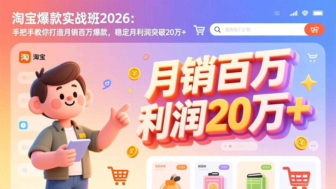 淘宝爆款实战班-2026年2月更新：手把手教你打造月销百万爆款，稳定月利润突破20万+-大川资源分享站