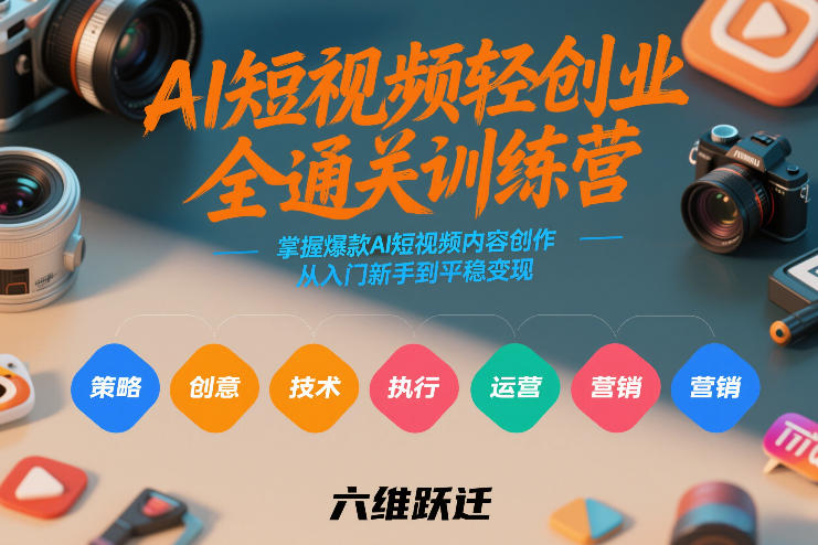 AI短视频轻创业全通关训练营,掌握爆款AI短视频内容创作,从入门新手到平稳变现的六维跃迁-大川资源分享站