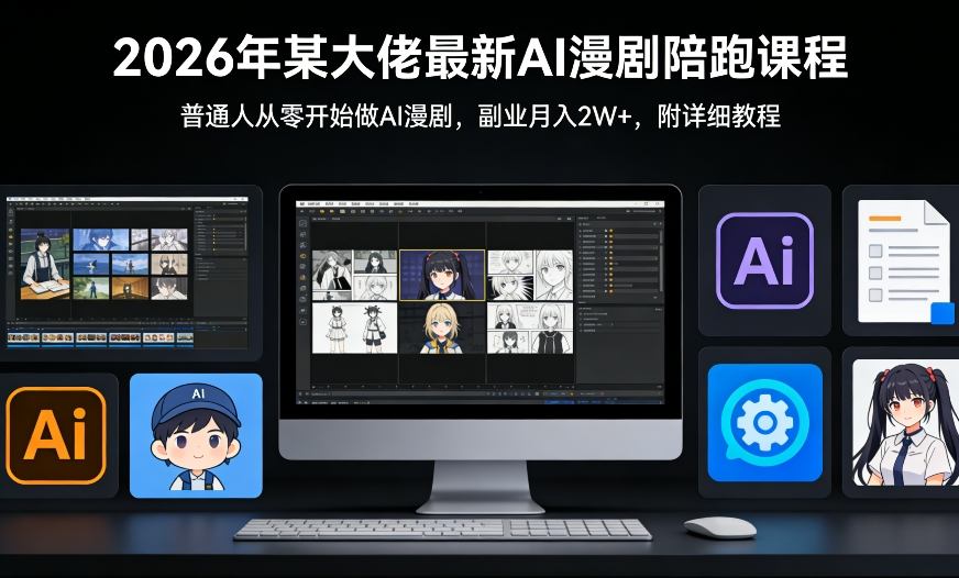 26年某大佬最新Ai漫剧陪跑课程，普通人从零开始做AI漫剧，副业月入2W+-大川资源分享站