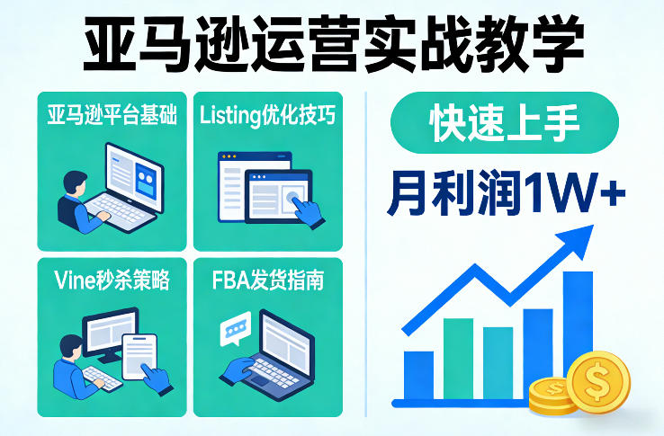 亚马逊运营实战教学，亚马逊平台+Listing优化+Vine秒杀+FBA发货等，快速上手，实现店铺月利润1W-大川资源分享站