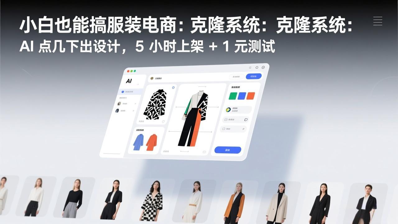 小白也能搞服装电商:克隆系统:AI 点几下出设计,5 小时上架 + 1 元测试-大川资源分享站