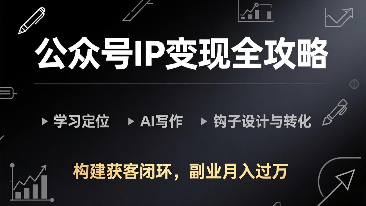 公众号IP变现全攻略-更新,学习定位、AI写作、钩子设计与转化,构建获客闭环,副业月入过万-大川资源分享站