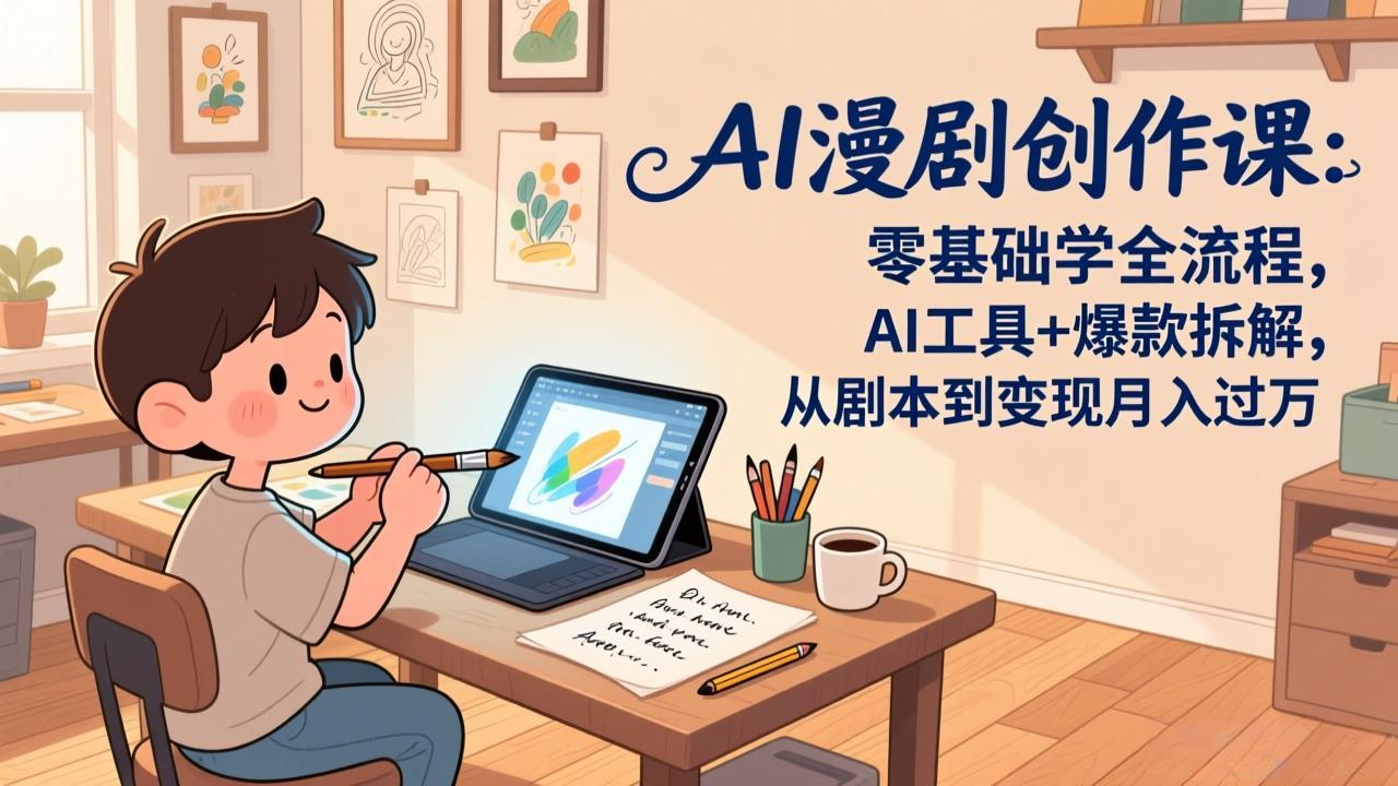 AI漫剧创作课:零基础学全流程,AI工具+爆款拆解,从剧本到变现月入过万-大川资源分享站