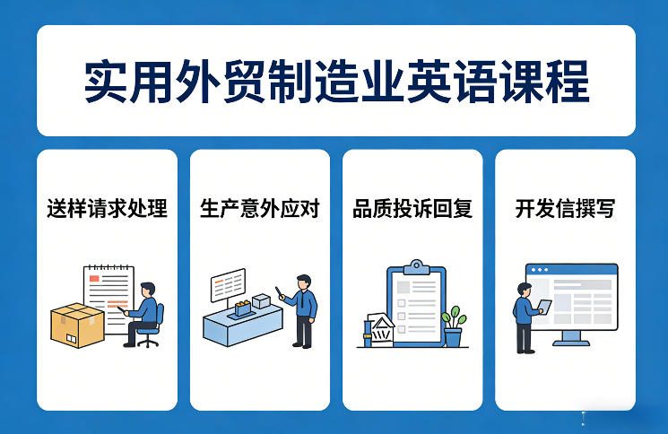 实用外贸制造业英语课程，教你专业处理送样请求、应对生产意外、回复品质投诉、撰写开发信等-大川资源分享站