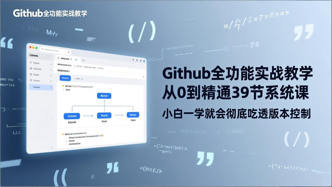 GitHub-全功能实战教学，从0到精通39节系统课，小白一学就会彻底吃透版本控制-大川资源分享站