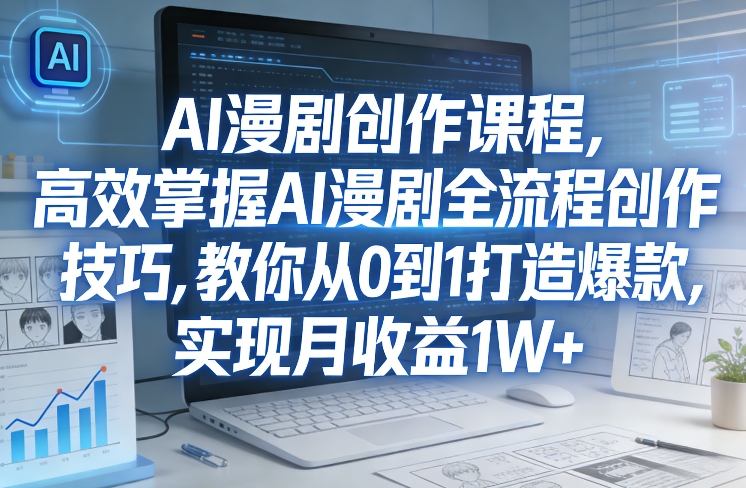 某社群AI漫剧创作课程，高效掌握AI漫剧全流程创作技巧，教你从0到1打造爆款，实现月收益1W+-大川资源分享站