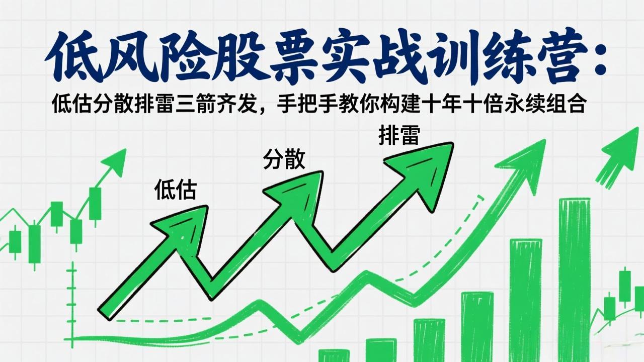 低风险股票实战训练营：低估分散排雷三箭齐发，手把手教你构建十年十倍永续组合-大川资源分享站