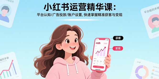 小红书运营精华课-更新：平台认知/广告投放/账户设置,快速掌握精准获客与变现-大川资源分享站