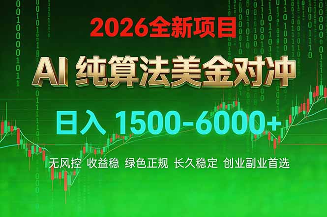 2026 全新美金对冲项目，不套平台赠金，不封号，纯算法对冲，日入 1500-6000+-大川资源分享站