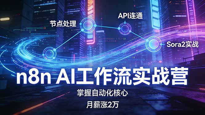 n8n AI工作流实战营，节点处理+API连通+Sora2实战，掌握自动化核心月薪涨2万-大川资源分享站