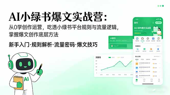 AI 小绿书爆文实战营：从0学创作运营，吃透小绿书平台规则与流量逻辑，掌握爆文创作底层方法-大川资源分享站