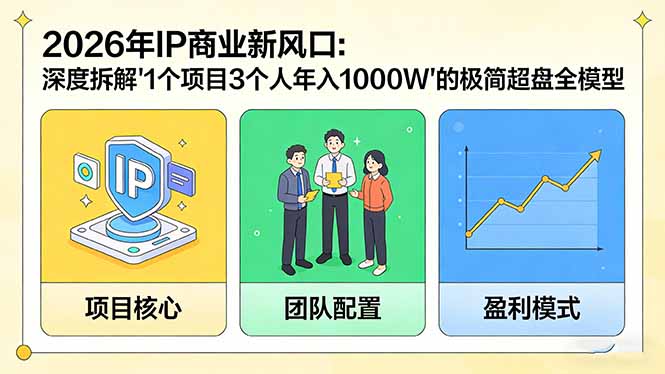 2026年IP商业新风口：深度拆解“1个项目3个人年入1000W”的极简超盘全模型-大川资源分享站