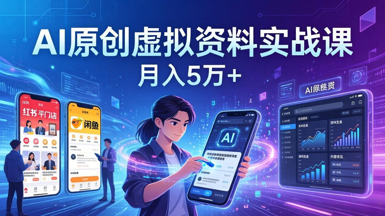 AI原创虚拟资料实战课：2026新机会，小红书闲鱼开店，普通人用AI轻松变现，月入5万+-大川资源分享站