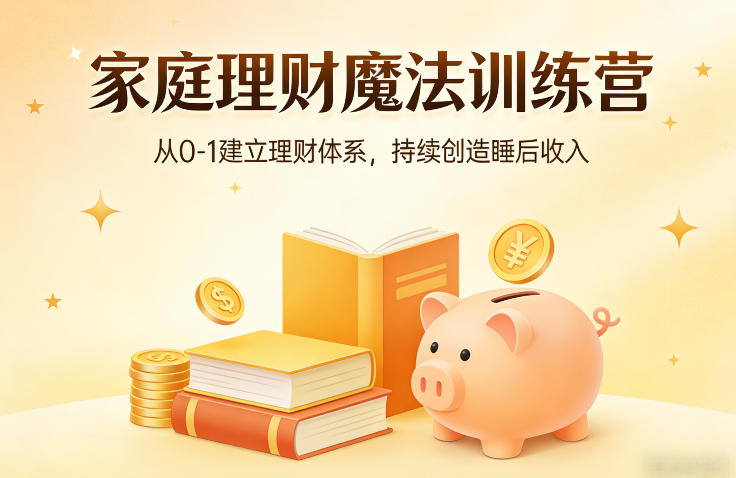 家庭理财魔法训练营，从0-1建立理财体系，持续创造睡后收入-大川资源分享站