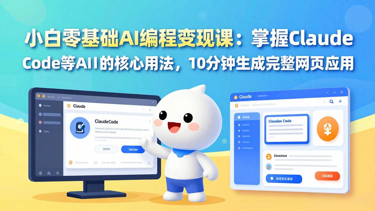 小白零基础AI编程变现课：掌握Claude Code等AI工具的核心用法，10分钟生成完整网页应用-大川资源分享站