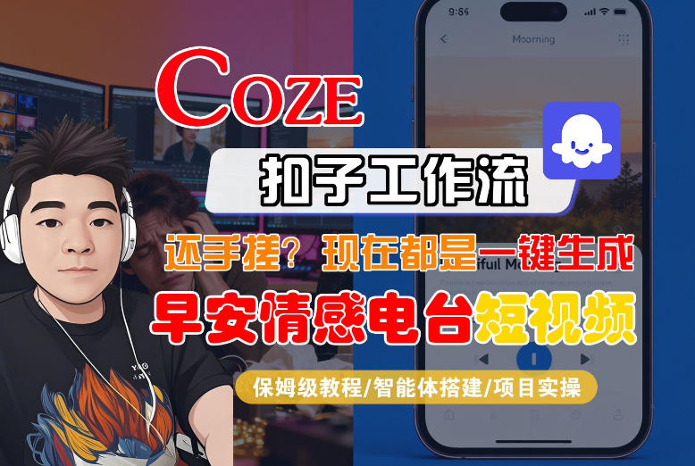 【Coze工作流搭建实操教程】【coze】早安情感电台日签视频还在手动做？用扣子工作流自动生成，省时90%-大川资源分享站