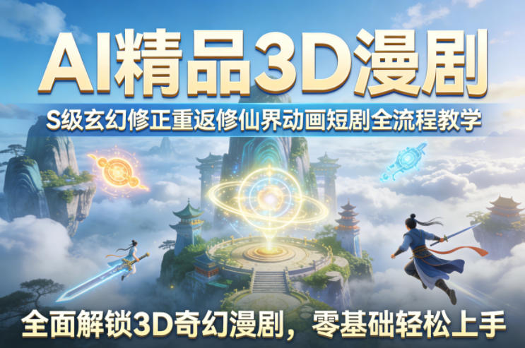 AI精品3D漫剧S级玄幻修正重返修仙界动画短剧全流程教学，全面解锁3D奇幻漫剧，零基础轻松上手-大川资源分享站