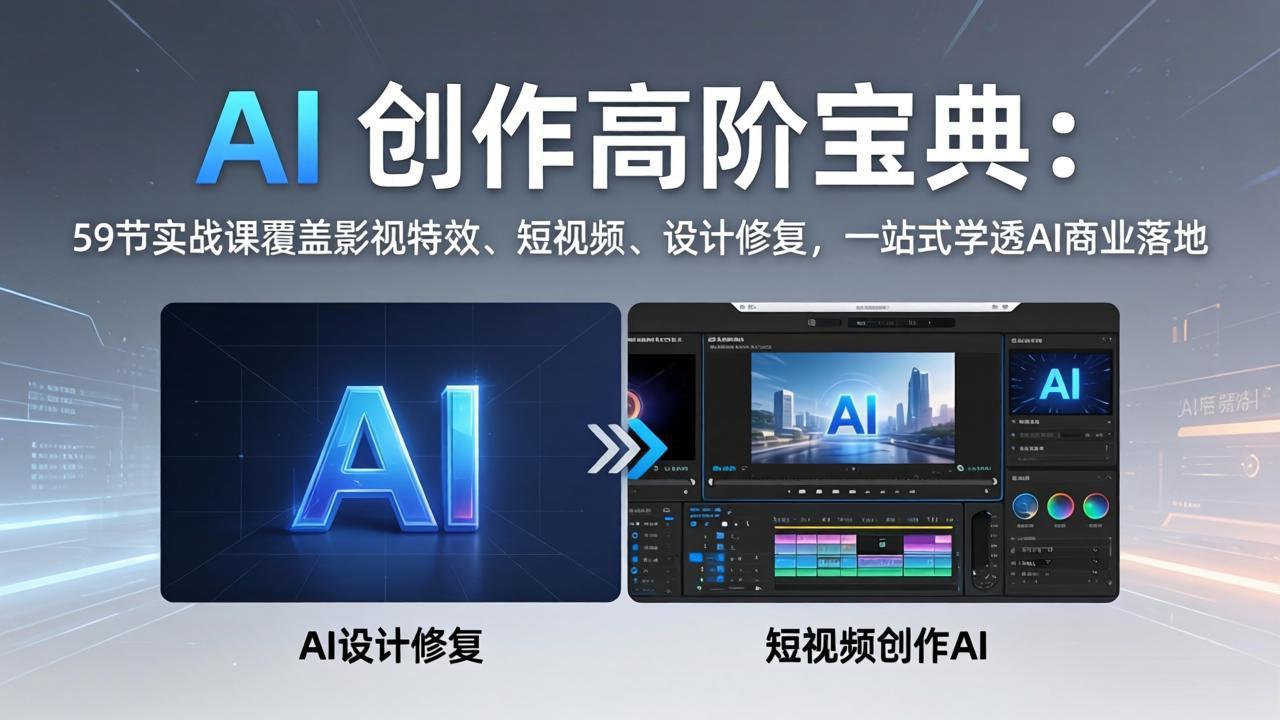 AI 创作高阶宝典：59节实战课覆盖影视特效、短视频、设计修复，一站式学透AI商业落地-大川资源分享站