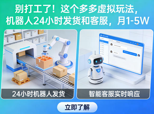 别打工了！这个多多虚拟玩法，机器人24小时发货和客服，月1-5W【揭秘】-大川资源分享站