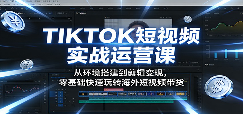 TIKTOK短视频实战运营课：从环境搭建到剪辑变现，零基础快速玩转海外短视频带货-大川资源分享站