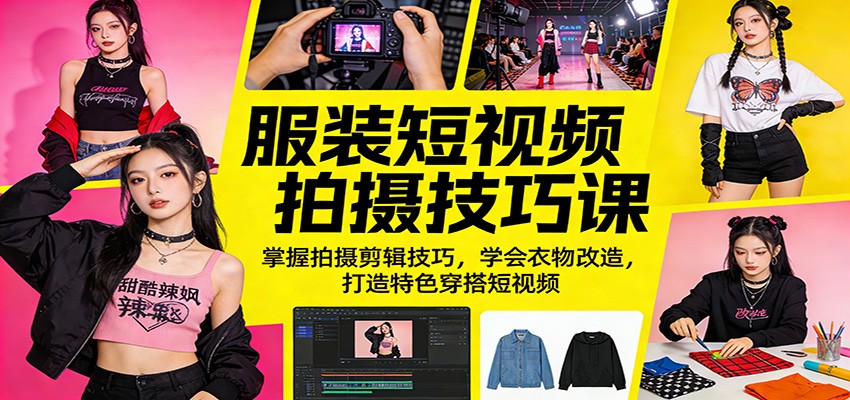 服装短视频拍摄技巧课：掌握拍摄剪辑技巧，学会衣物改造，打造特色穿搭短视频-大川资源分享站
