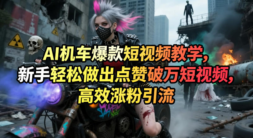 AI机车爆款短视频教学，新手轻松做出点赞破万短视频，高效涨粉引流-大川资源分享站